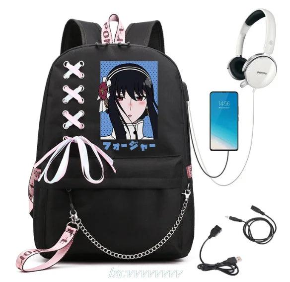 SPY FAMILY Backpack Capacity Travel Bagpack USB Multifunctional Charge