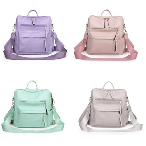 Women's Convertible Backpack Purse Satchel Handbag PU Leather Travel Bag