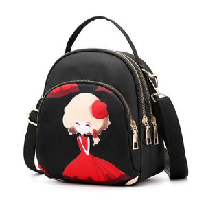 Lady Printed Water-repellent Nylon Cloth School Bag Large Capacity Backpack