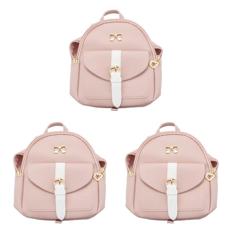 3X Mini Backpack Small Diagonal Bag Leather Bow Ladies Wallet