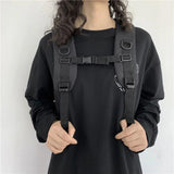 Preppy Students Backpack Large Capacity Button Bag