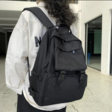 Preppy Students Backpack Large Capacity Button Bag