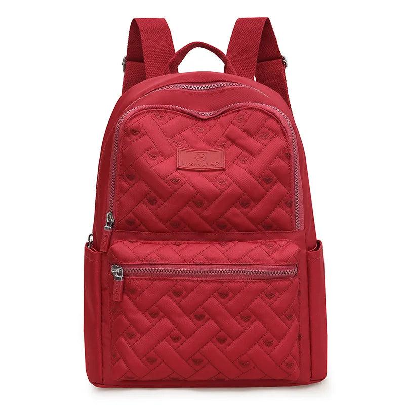 Plaid Women Backpack Durable Fabric Oxford School Bag