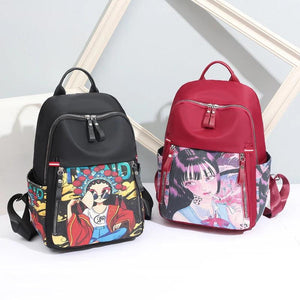 Japanese Cartoon Pattern Waterproof Female Oxford Backpack
