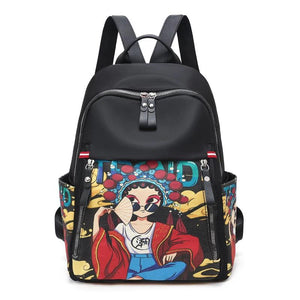 Japanese Cartoon Pattern Waterproof Female Oxford Backpack