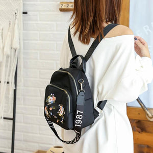 Anti-Theft Bagpack Rucksack Oxford Cloth Women Backpack Flower Embroidered