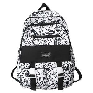 Graffiti Girl School Backpack Harajuku Student Bag