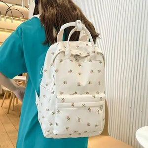 Vintage Flower Backpack School Bags for Teenage Girls Women