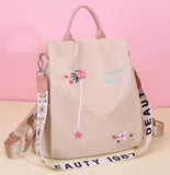 Flower Embroidery Women Backpack Female Daily Travel Bag Schoolbag