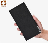 Men's Thin Leather Wallet Clutch Portefeuille Noir Homme