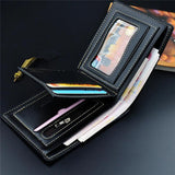 Men Wallets Short PU Leather High Wallet Three Fold Boyfriend Wallet