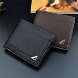 Men Wallets Short PU Leather High Wallet Three Fold Boyfriend Wallet