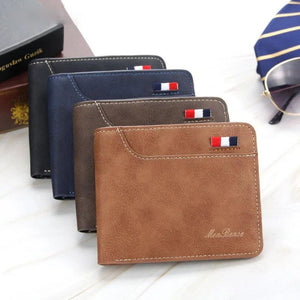 Men's Trifold Business Wallet PU Leather Multi-Card Short Wallet
