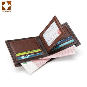 Men's Patchwork PU Wallet Three Fold Leather Portafoglio Uomo