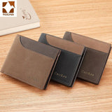 Men's Patchwork PU Wallet Three Fold Leather Portafoglio Uomo
