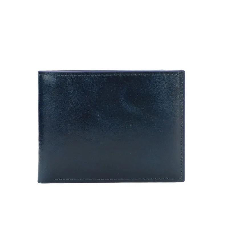 Monogrammed Cow Leather Men Bifold Card Wallet Waxy Oil Leather Short Wallet