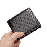 Men Long Wallet Leather Striped Embroidery Woven Clutch Bag Business Billfold