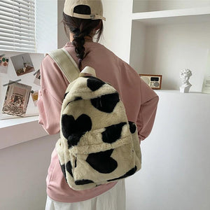 Plush Small Backpack for Women Teen Girls