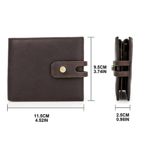 Cowhide Wallet Snap Closure RFID Anti-theft Brush Men Short Purse Clutch Pocket