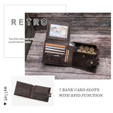 Cowhide Wallet Snap Closure RFID Anti-theft Brush Men Short Purse Clutch Pocket