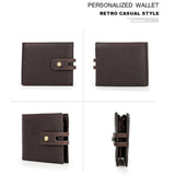 Cowhide Wallet Snap Closure RFID Anti-theft Brush Men Short Purse Clutch Pocket