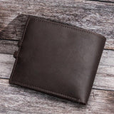 Cowhide Wallet Snap Closure RFID Anti-theft Brush Men Short Purse Clutch Pocket