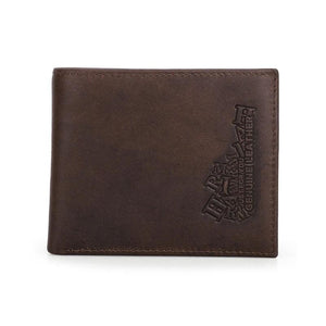 Cowhide Wallet Snap Closure RFID Anti-theft Brush Men Short Purse Clutch Pocket