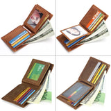 Men's Cow Leather Short Wallet Crazy Horse Male Cash Purses Clutch