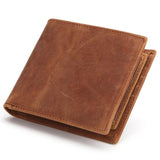 Men's Cow Leather Short Wallet Crazy Horse Male Cash Purses Clutch