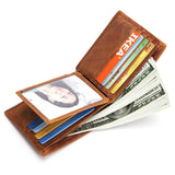Men's Cow Leather Short Wallet Crazy Horse Male Cash Purses Clutch