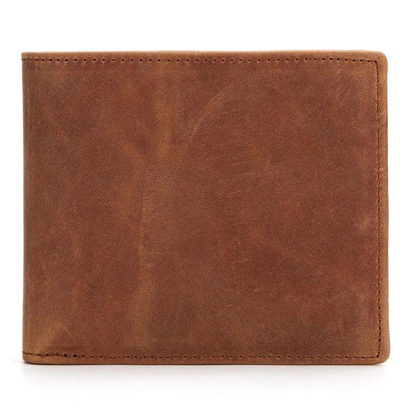 Men's Cow Leather Short Wallet Crazy Horse Male Cash Purses Clutch