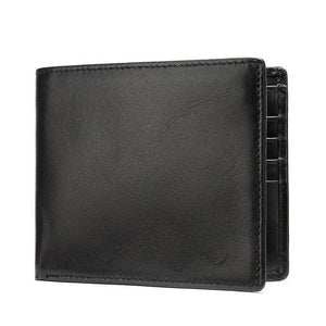 RFID Blocking Men's Oil Wax Skin Wallet Cow Leather Wallet Coin Purse