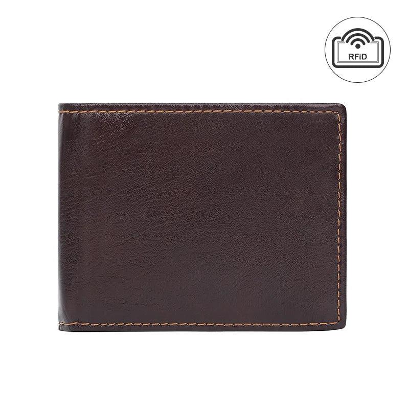 Men's Leather Wallet Short RFID Anti theft Brush Dollar Clip