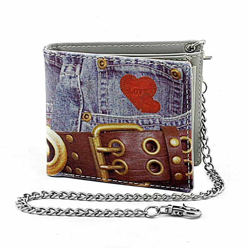 Student Man Wallet with Anti Thief Chain