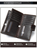 Men's Long Wallet Cow Leather Trifold Clutch Business Purse
