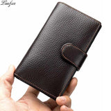 Men's Long Wallet Cow Leather Trifold Clutch Business Purse