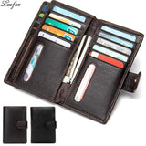 Men's Long Wallet Cow Leather Trifold Clutch Business Purse