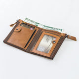 Men's Leather Wallet Purse Crazy Horse Cowhide Wallet W3-132