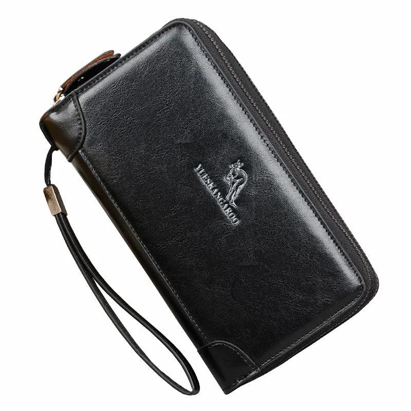 Men Leather Purse Long Business Clutch Large Capacity Handbags Billetera