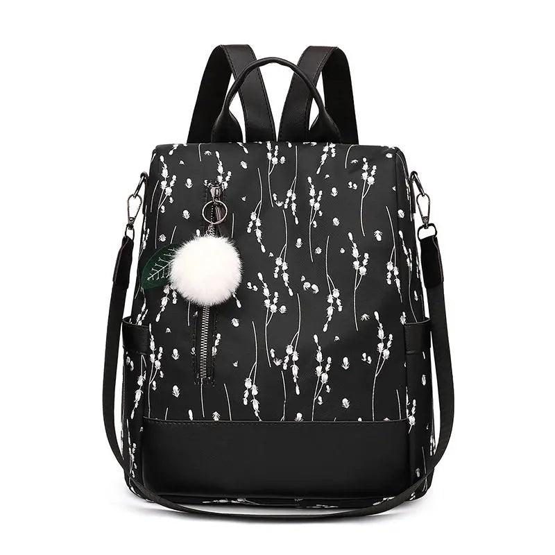 Flower Print Women Backpack Anti-theft Casual School Bag High Capacity