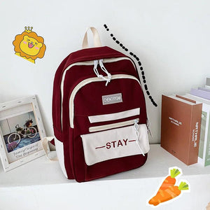 High School Student Backpack Fresh And Contrast Large Capacity