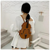 Pu Leather Women's Backpack Female Violin Shoulder Crossbody Bags Handbag