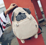 Canvas Fox Ear Embroidery Backpack for Girls School