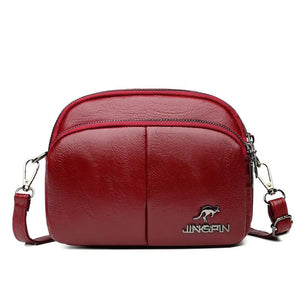 Women Leather Messenger Bag Multi-compartment Casual Shoulder Bag