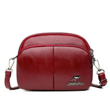 Women Leather Messenger Bag Multi-compartment Casual Shoulder Bag