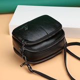 Women Leather Messenger Bag Multi-compartment Casual Shoulder Bag