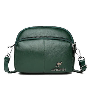 Women Leather Messenger Bag Multi-compartment Casual Shoulder Bag