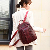 High Soft Leather Book Bags For Teenage Girls Travel Backpack
