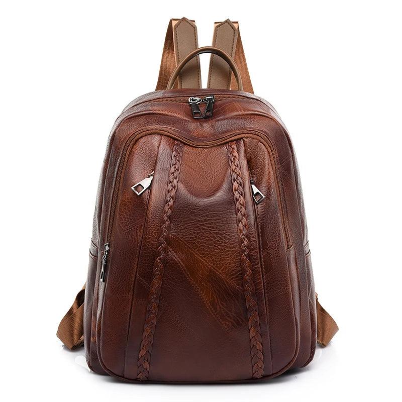 High Soft Leather Book Bags For Teenage Girls Travel Backpack