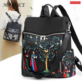 Retro Ethnic Backpack for Women Teenage Student College Girl